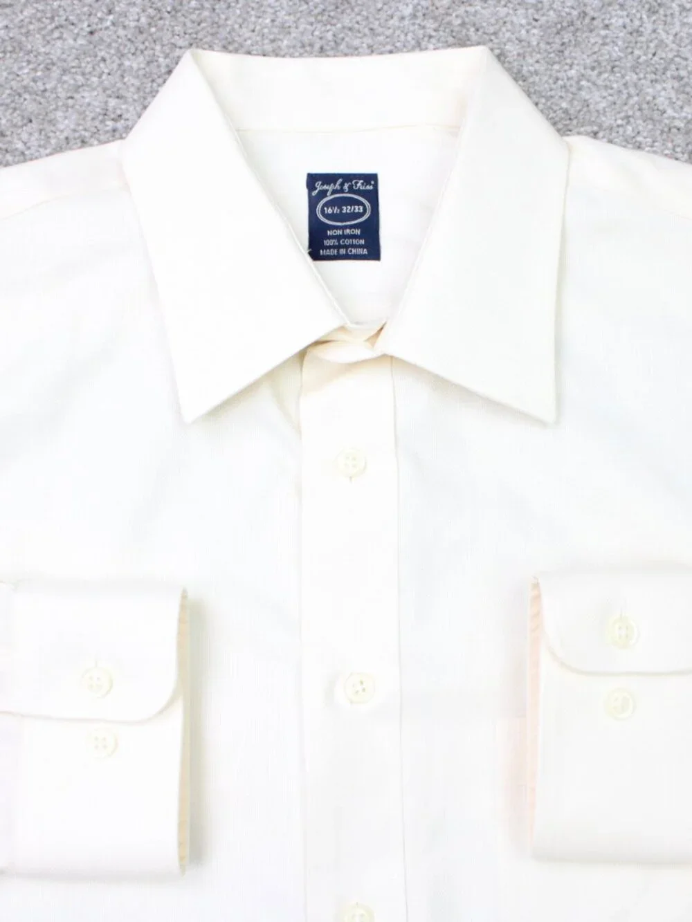 Joseph & Feiss Shirt Mens 16 1/2, 32/33 Yellow Non-Iron 100% Cotton Long Sleeve
